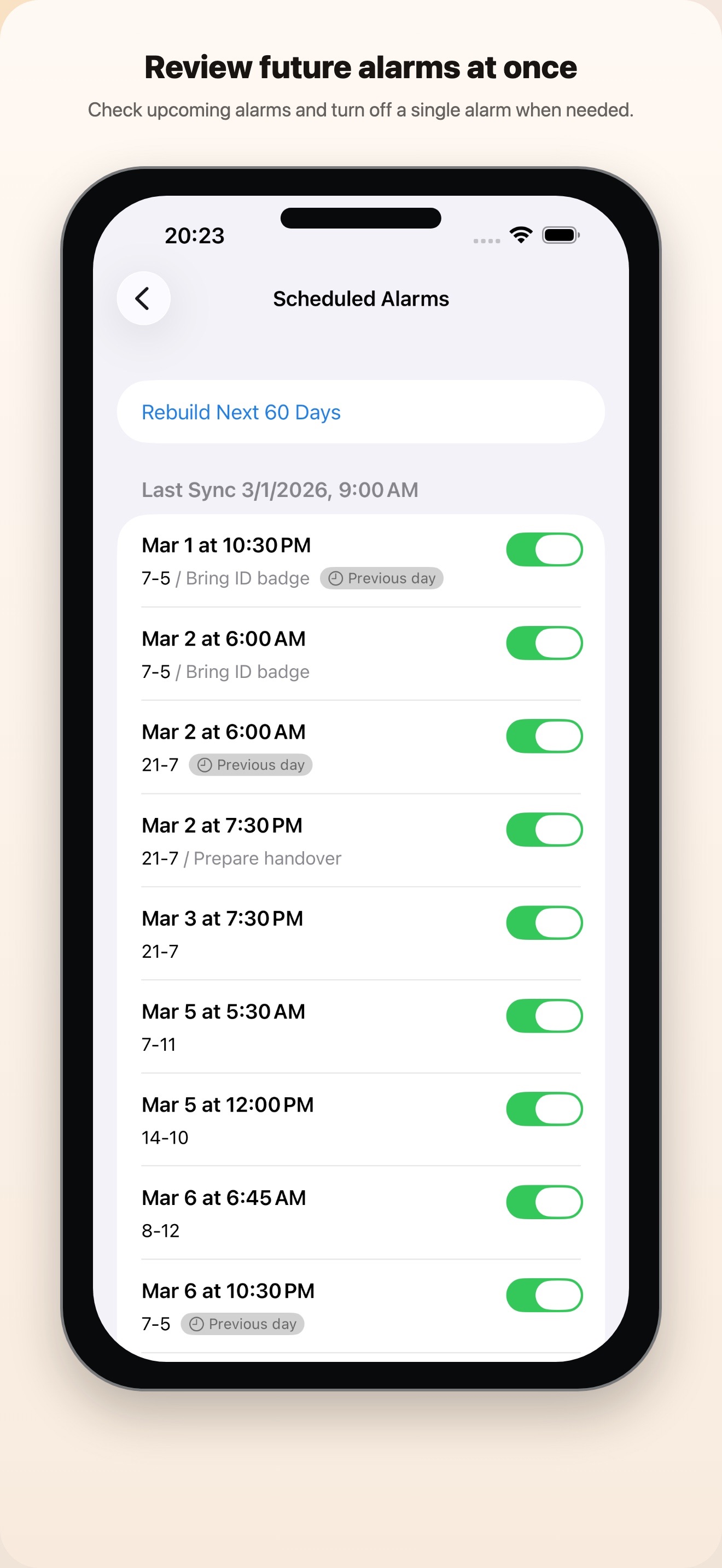 Shift Calendar Alarm screenshot 2 of 3